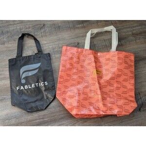 Fabletics lot of 2 tote Bags: Black (Small) and Peach (Large) EUC